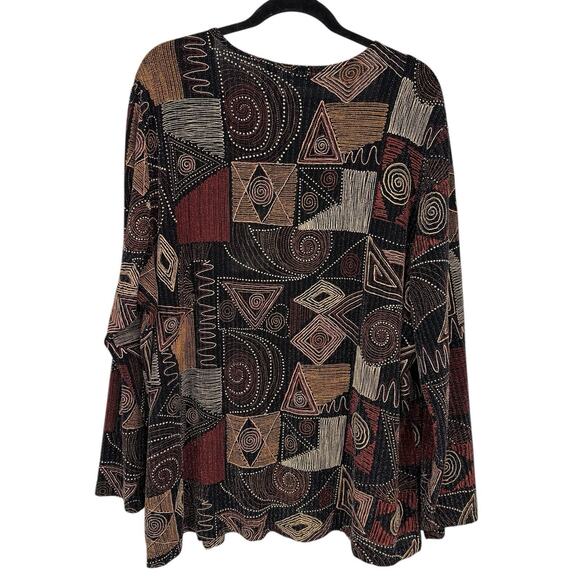 Baranda Woman Attached Top Cardigan size 2X Black Multicolor Art to Wear Boho - Picture 8 of 9